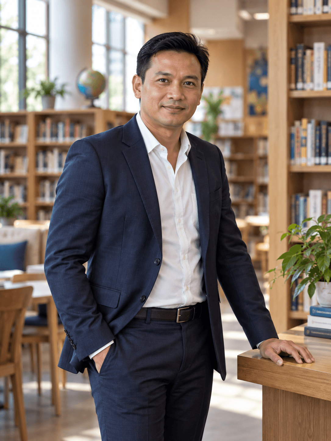 AYLA Principal in the school library